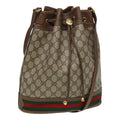 GUCCI GG Supreme Web Sherry Line Shoulder Bag PVC Beige Gold 85474