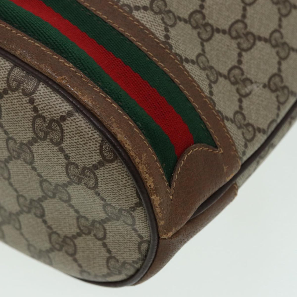 GUCCI GG Supreme Web Sherry Line Shoulder Bag PVC Beige Gold 85474