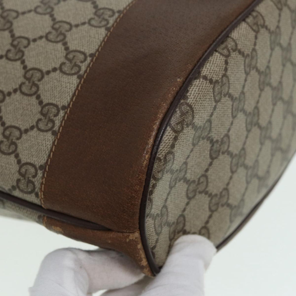 GUCCI GG Supreme Web Sherry Line Shoulder Bag PVC Beige Gold 85474