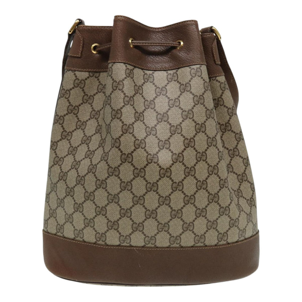 GUCCI GG Supreme Web Sherry Line Shoulder Bag PVC Beige Gold 85474