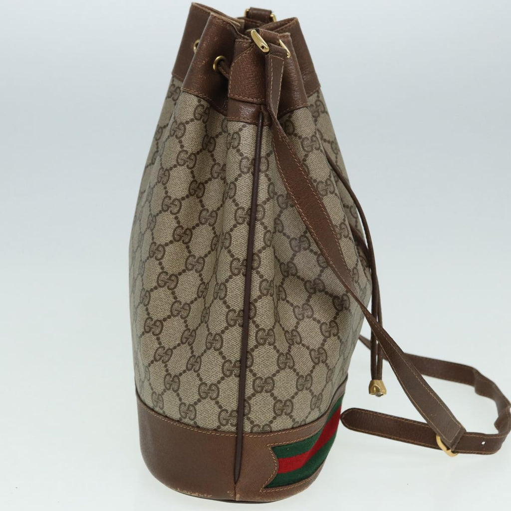 GUCCI GG Supreme Web Sherry Line Shoulder Bag PVC Beige Gold 85474