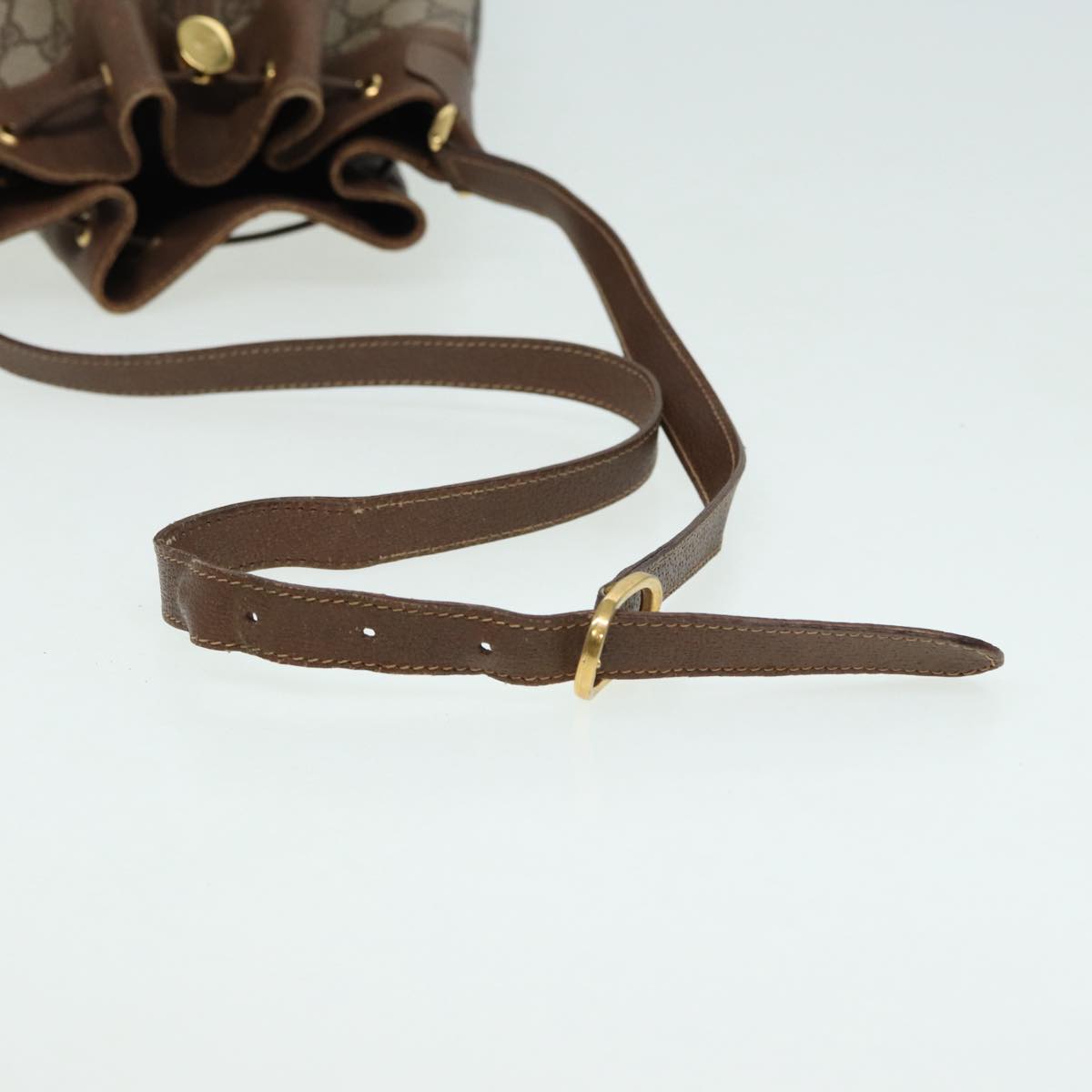 GUCCI GG Supreme Web Sherry Line Shoulder Bag PVC Beige Gold 85474