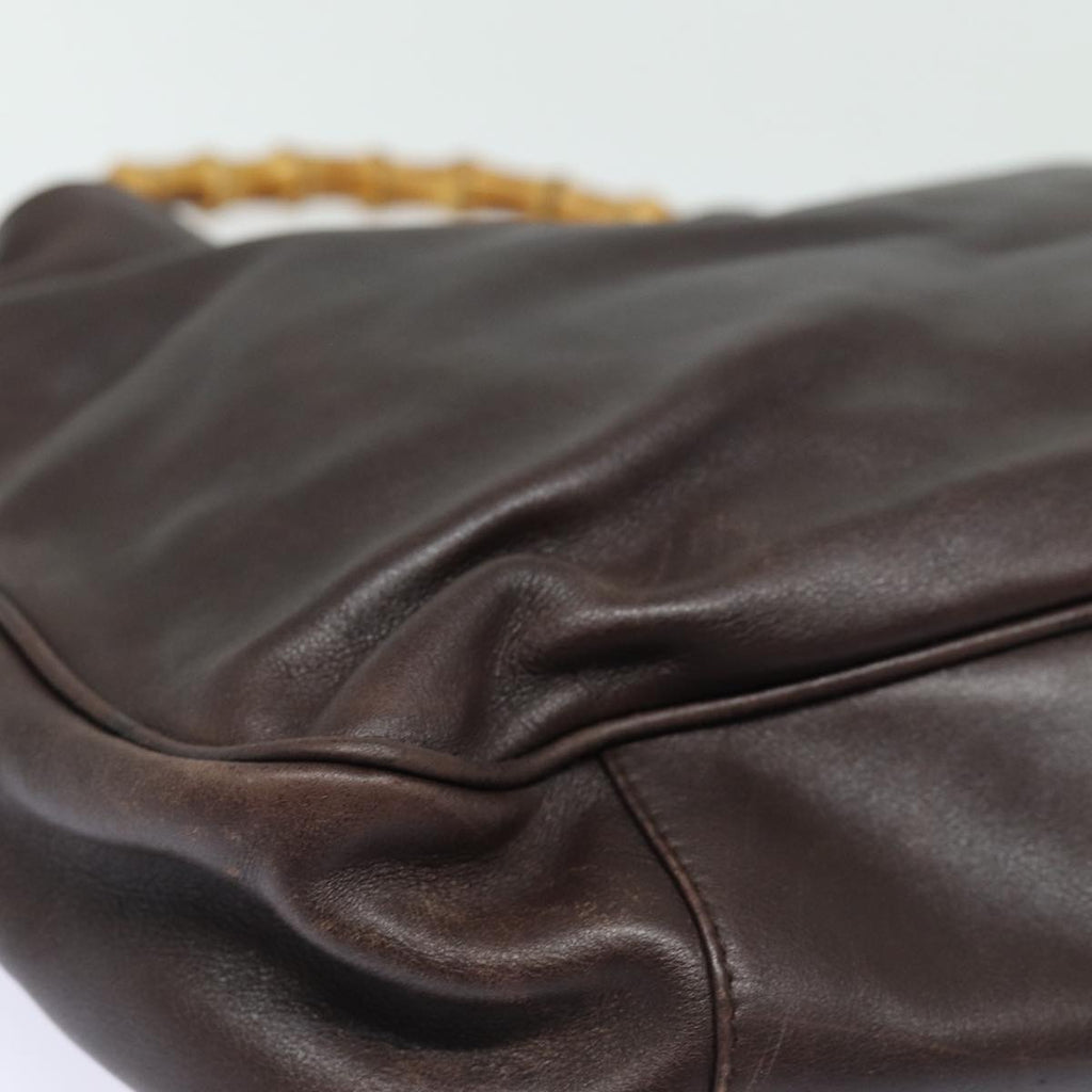 GUCCI Bamboo Hand Bag Leather 2way Brown Gold 001 1577 2128 85475