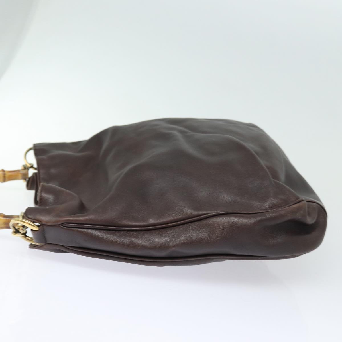 GUCCI Bamboo Hand Bag Leather 2way Brown Gold 001 1577 2128 85475