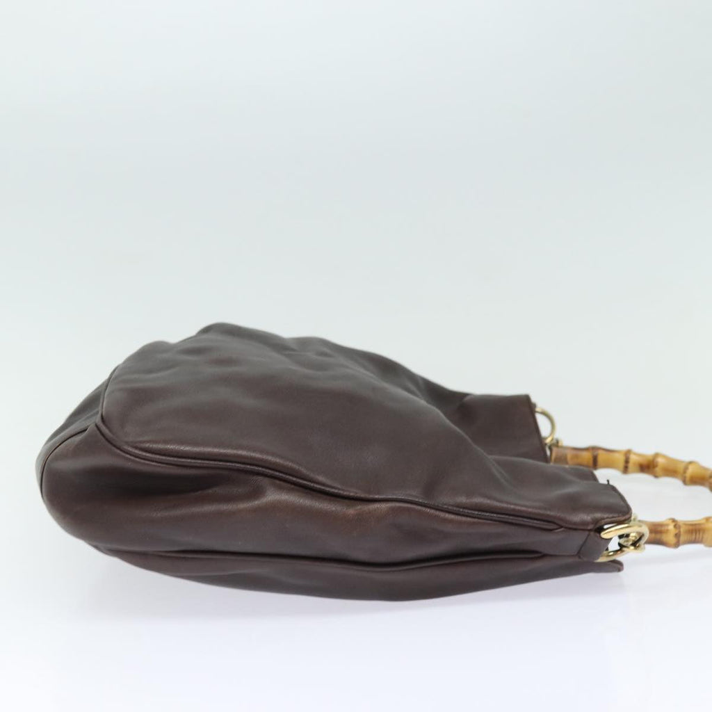GUCCI Bamboo Hand Bag Leather 2way Brown Gold 001 1577 2128 85475