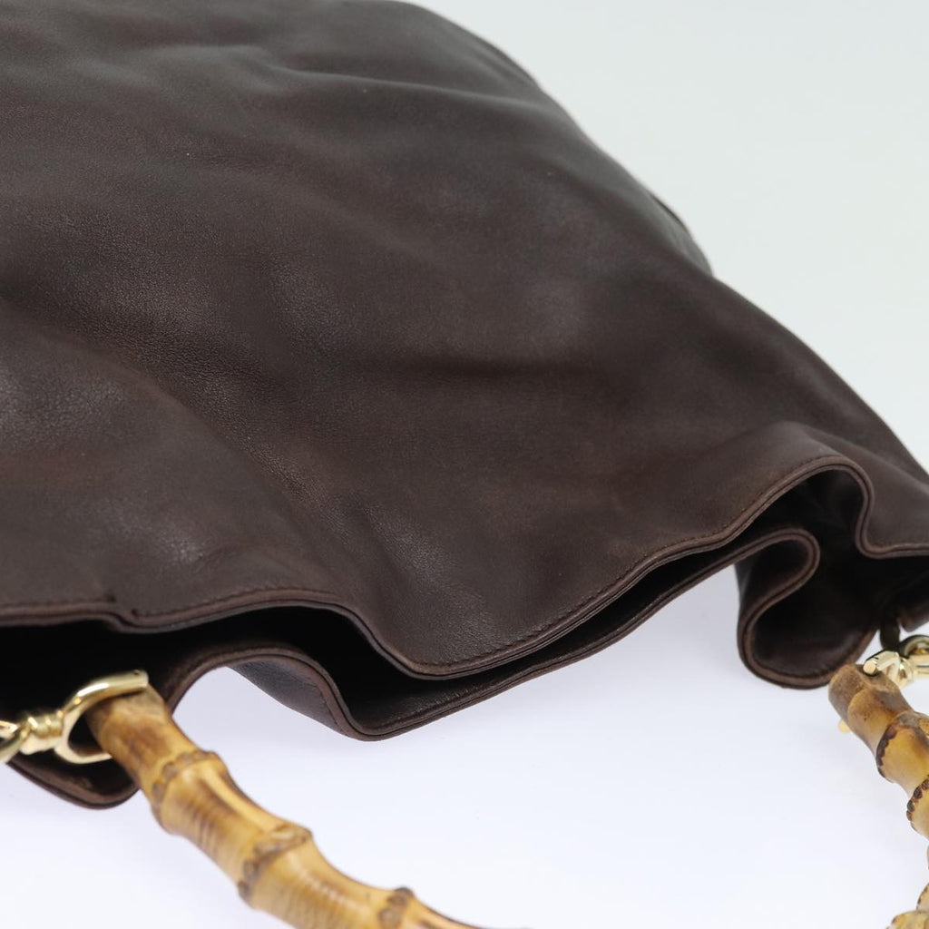 GUCCI Bamboo Hand Bag Leather 2way Brown Gold 001 1577 2128 85475