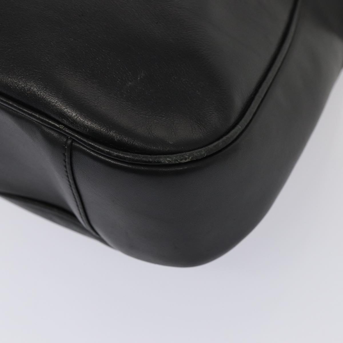 GUCCI Bamboo Hand Bag Leather 2way Black Gold 001 2113 1577 85476