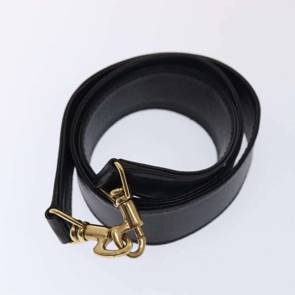 GUCCI Bamboo Hand Bag Leather 2way Black Gold 001 2113 1577 85476