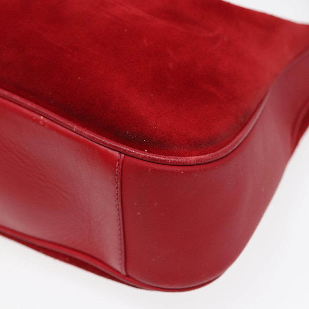 GUCCI Bamboo Shoulder Bag Suede 2way Red Gold 001 2113 1638 85477