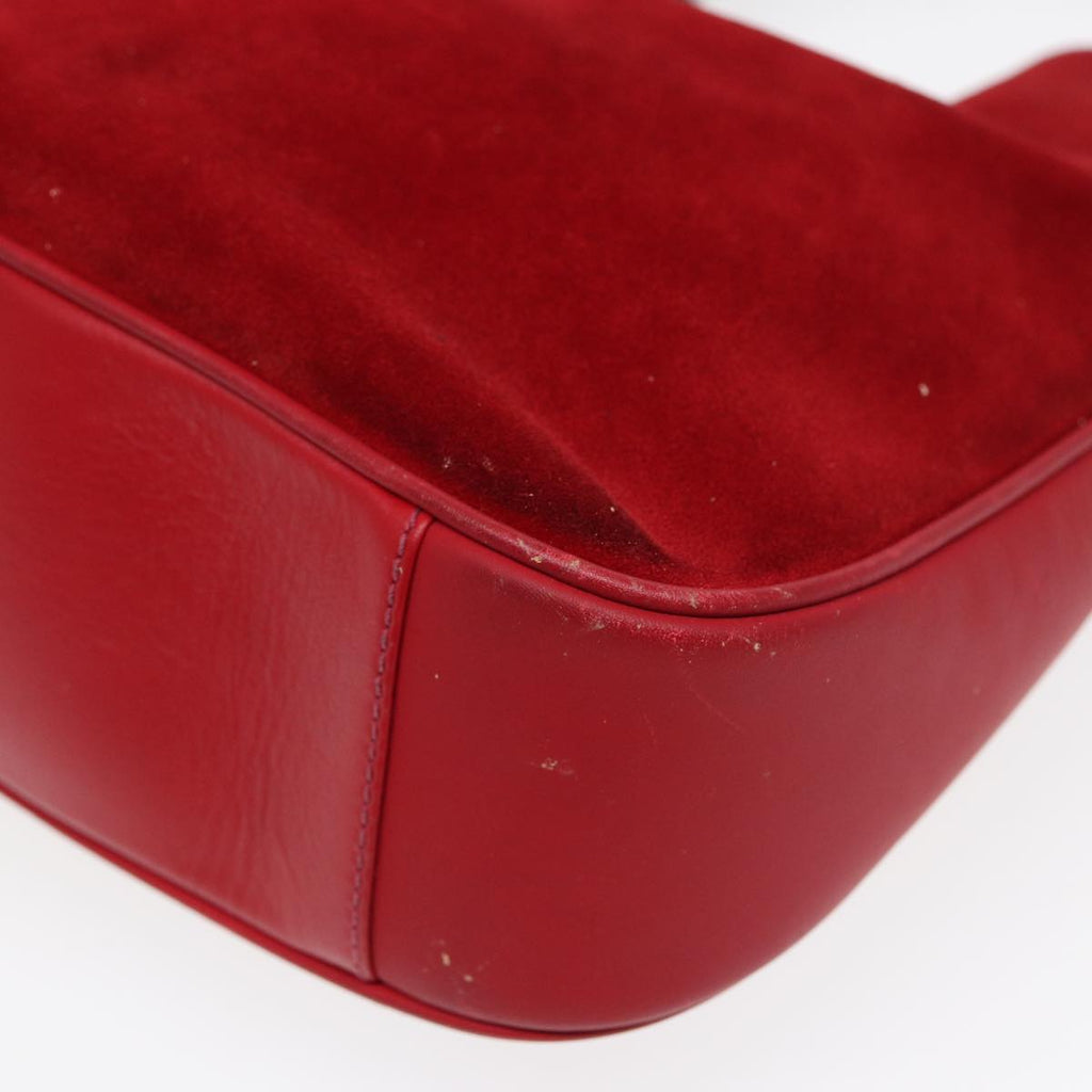 GUCCI Bamboo Shoulder Bag Suede 2way Red Gold 001 2113 1638 85477