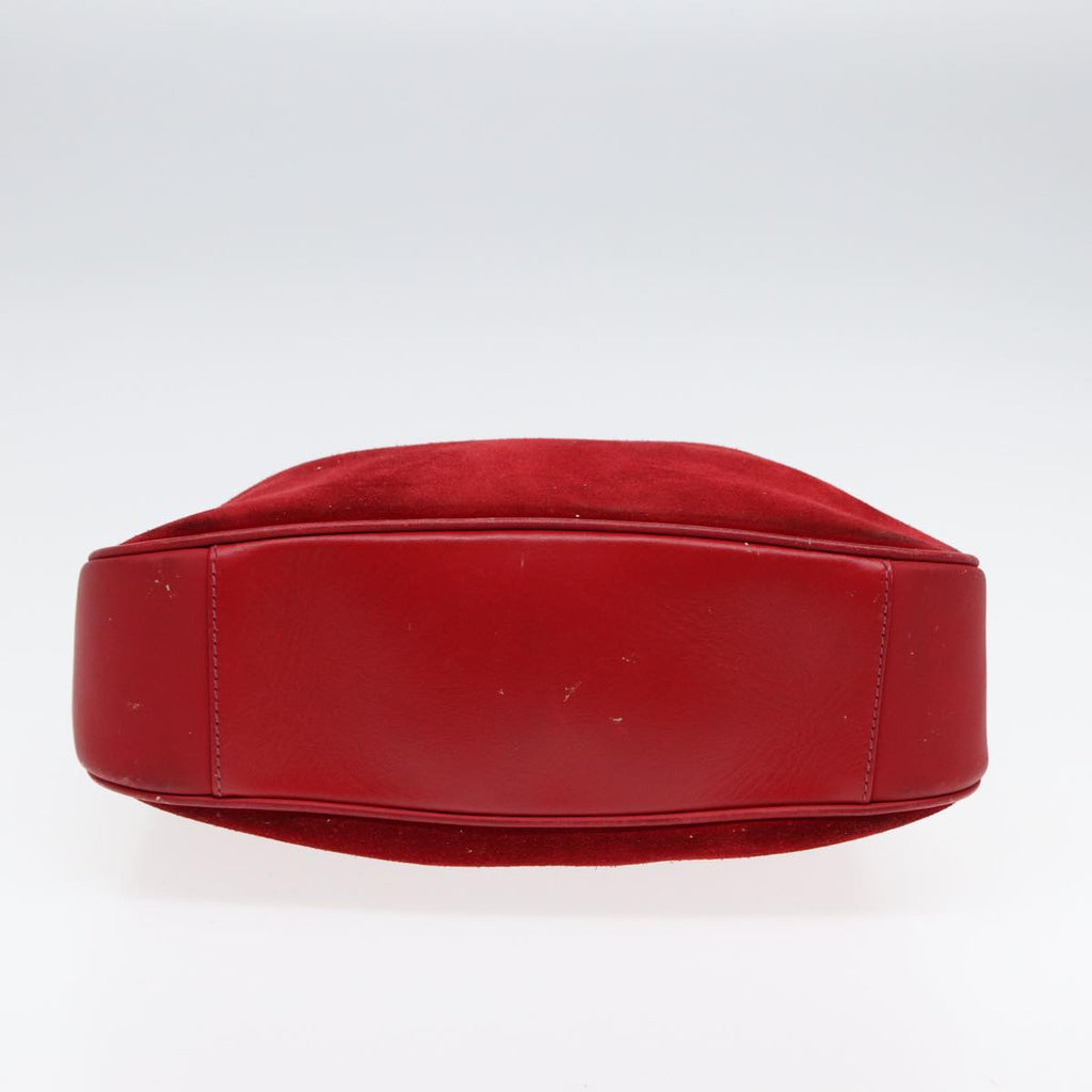 GUCCI Bamboo Shoulder Bag Suede 2way Red Gold 001 2113 1638 85477