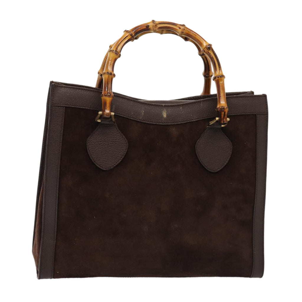GUCCI Bamboo Hand Bag Suede Leather Brown Gold 002 1095 0260 85478