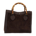 GUCCI Bamboo Hand Bag Suede Leather Brown Gold 002 1095 0260 85478