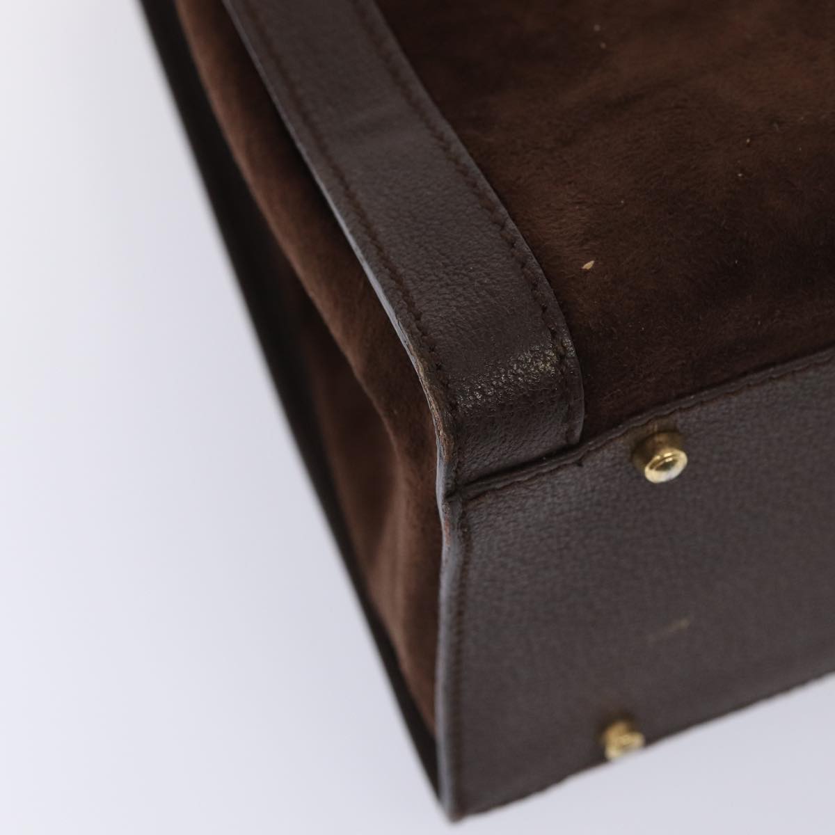 GUCCI Bamboo Hand Bag Suede Leather Brown Gold 002 1095 0260 85478