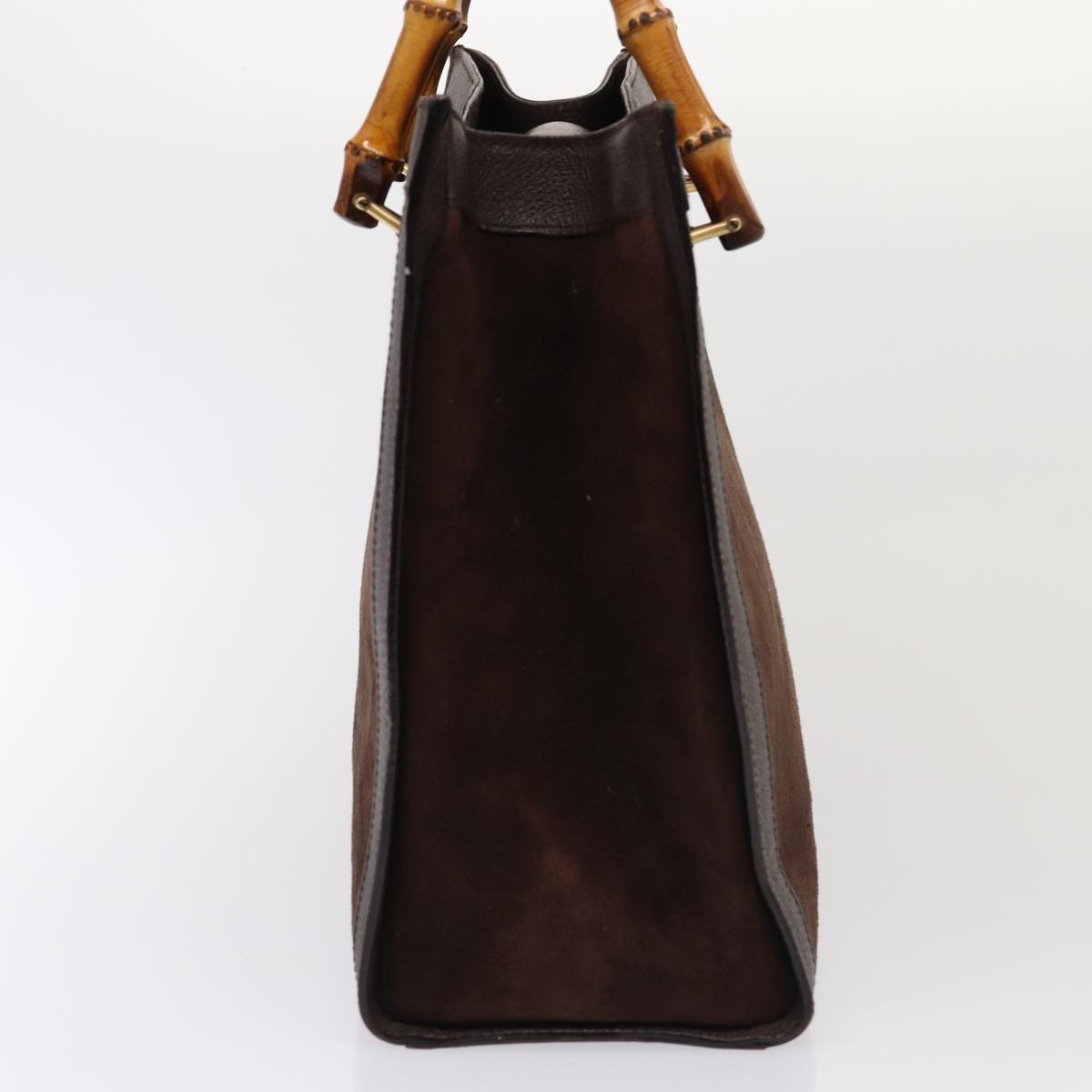 GUCCI Bamboo Hand Bag Suede Leather Brown Gold 002 1095 0260 85478