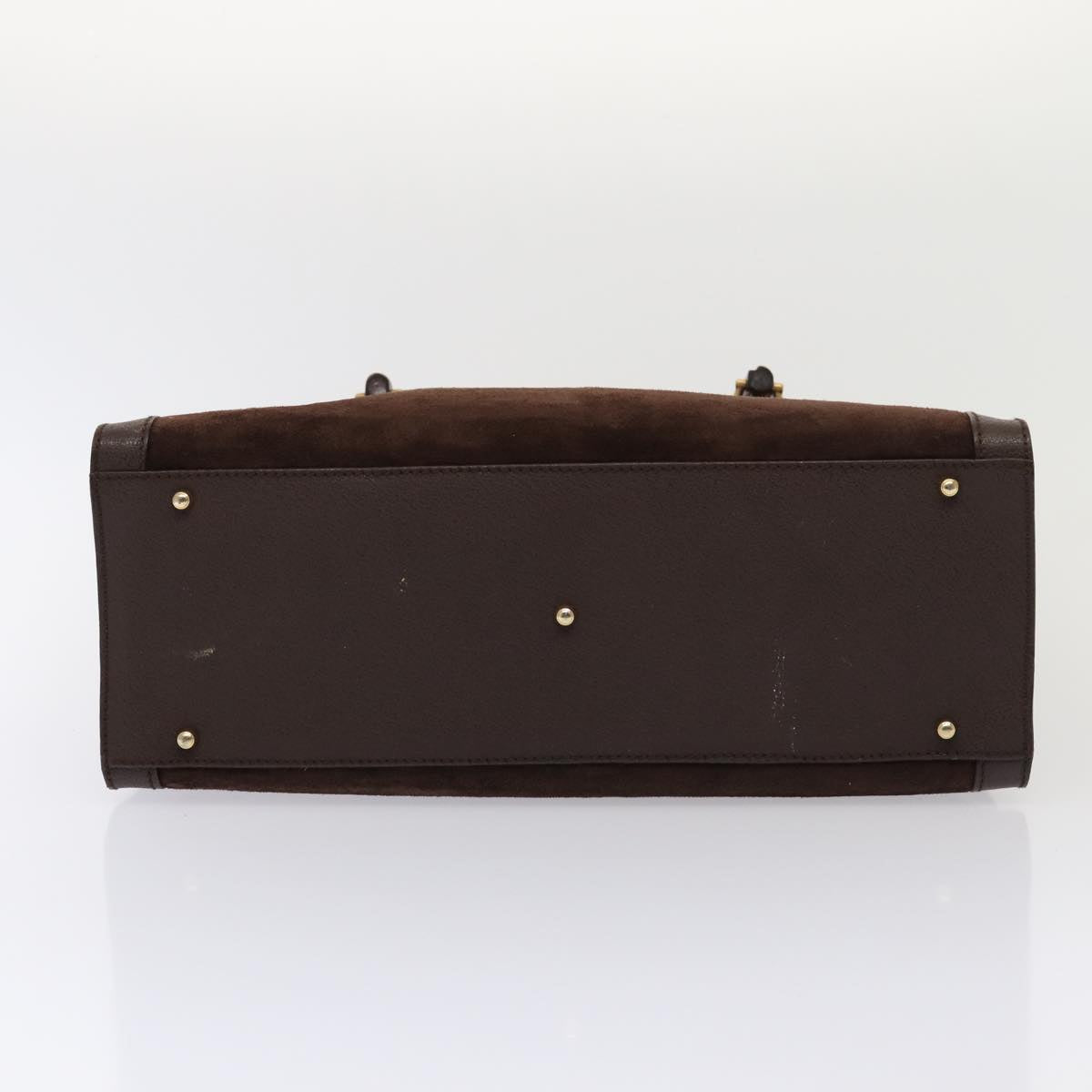 GUCCI Bamboo Hand Bag Suede Leather Brown Gold 002 1095 0260 85478