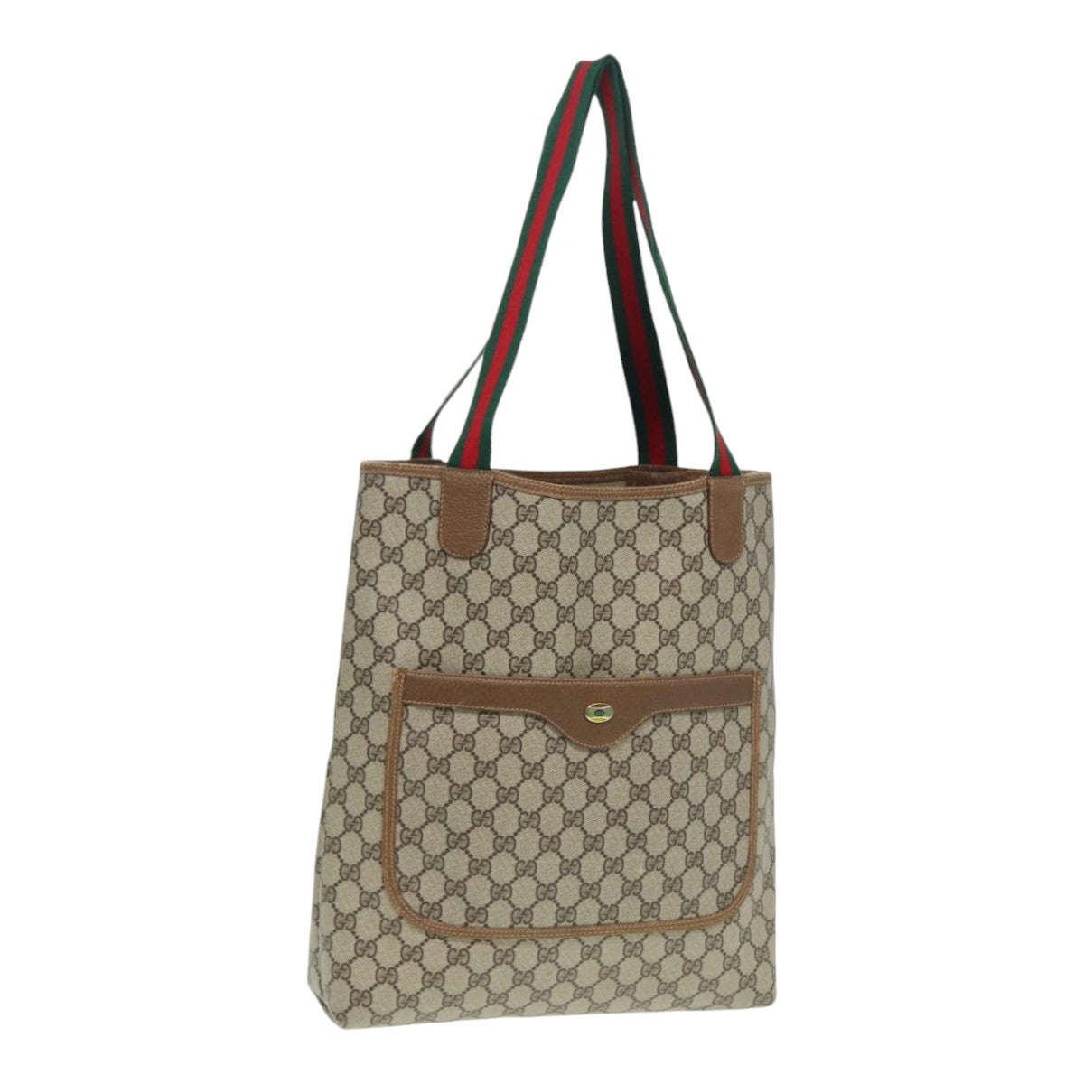 GUCCI GG Supreme Web Sherry Line Tote Bag PVC Beige Silver 39 02 003 85494