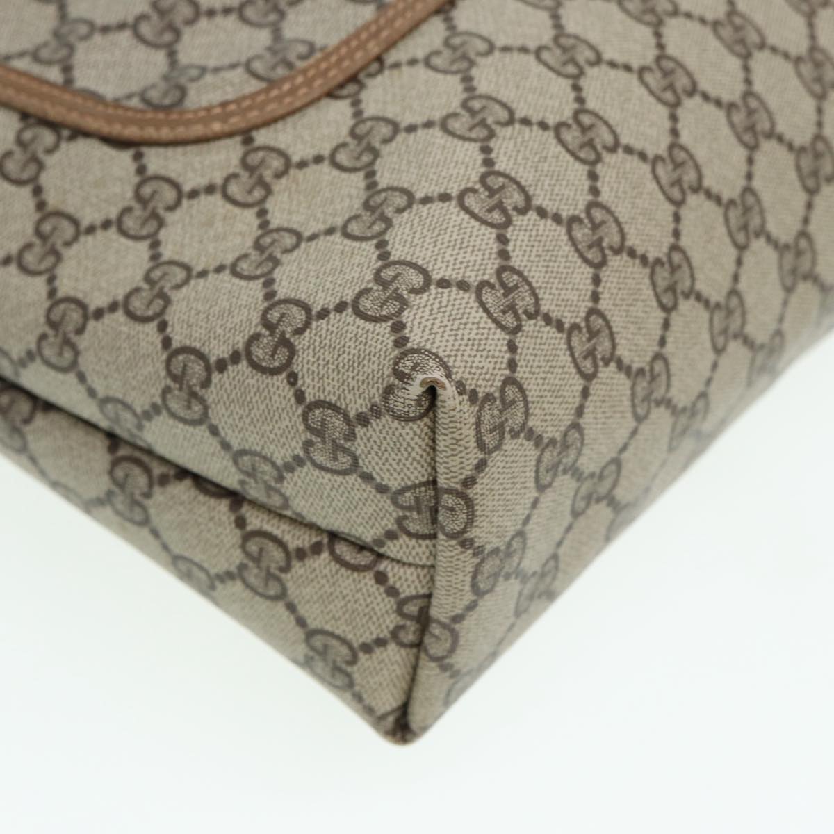 GUCCI GG Supreme Web Sherry Line Tote Bag PVC Beige Silver 39 02 003 85494
