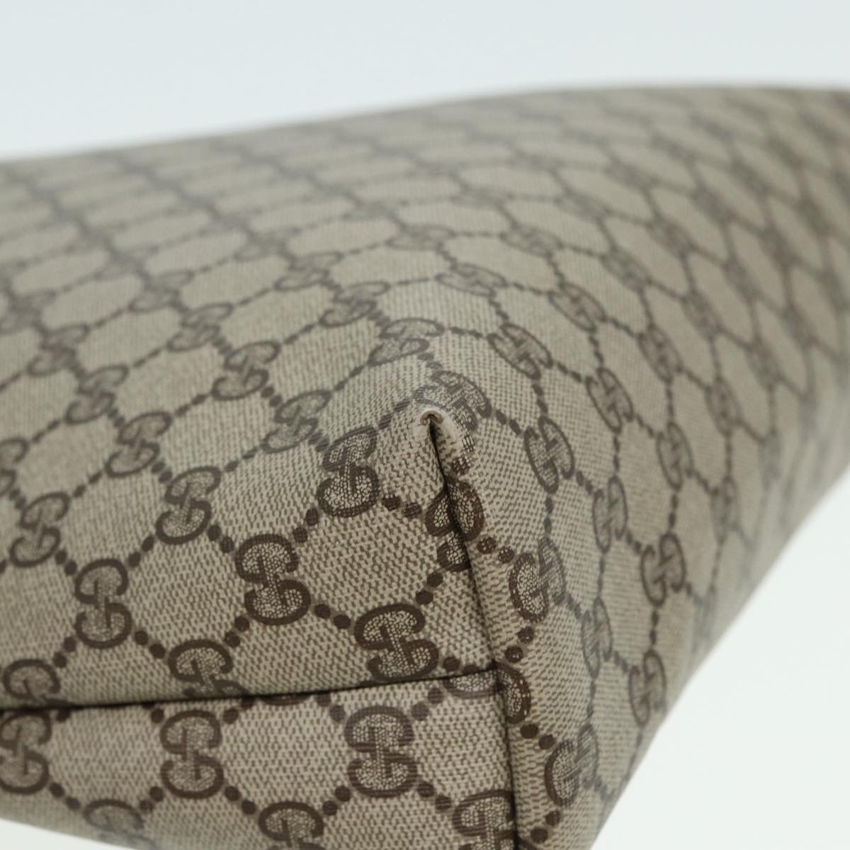 GUCCI GG Supreme Web Sherry Line Tote Bag PVC Beige Silver 39 02 003 85494