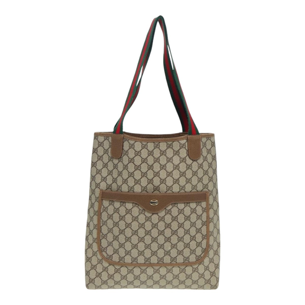 GUCCI GG Supreme Web Sherry Line Tote Bag PVC Beige Silver 39 02 003 85494