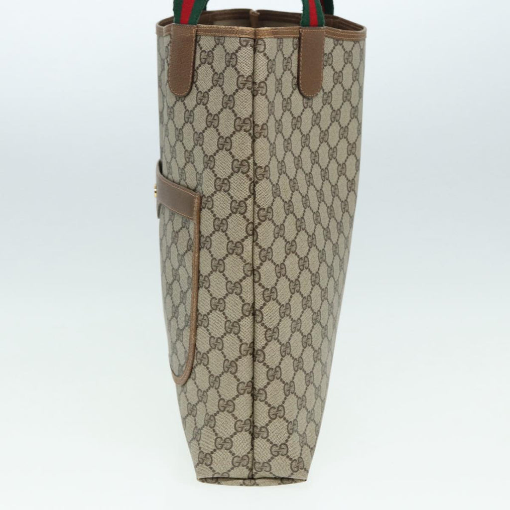 GUCCI GG Supreme Web Sherry Line Tote Bag PVC Beige Silver 39 02 003 85494