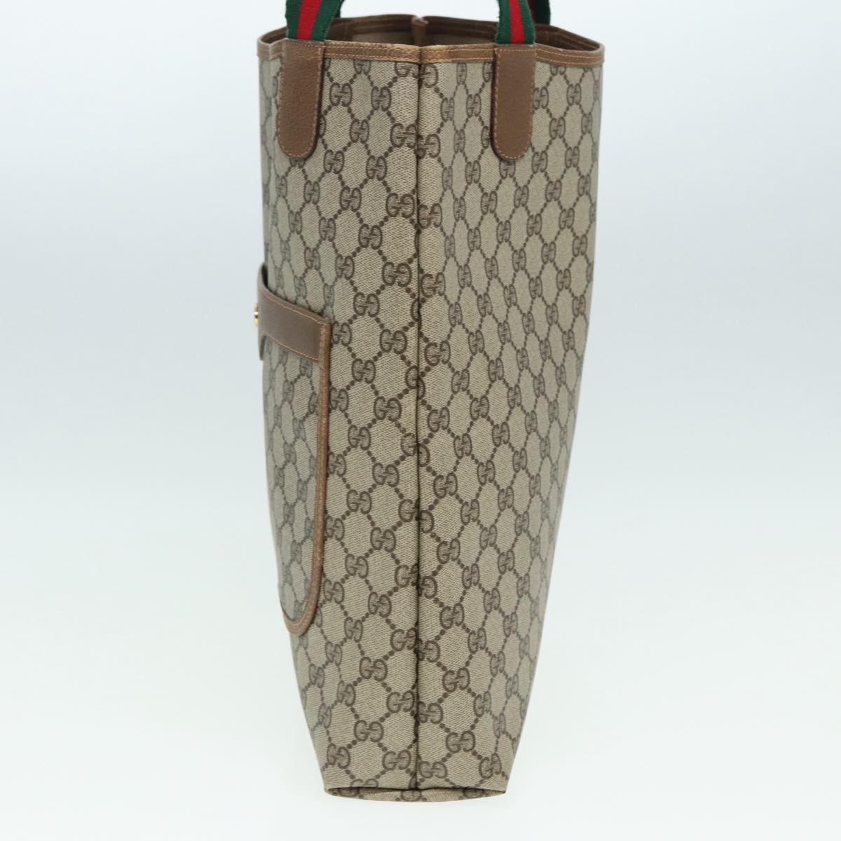 GUCCI GG Supreme Web Sherry Line Tote Bag PVC Beige Silver 39 02 003 85494