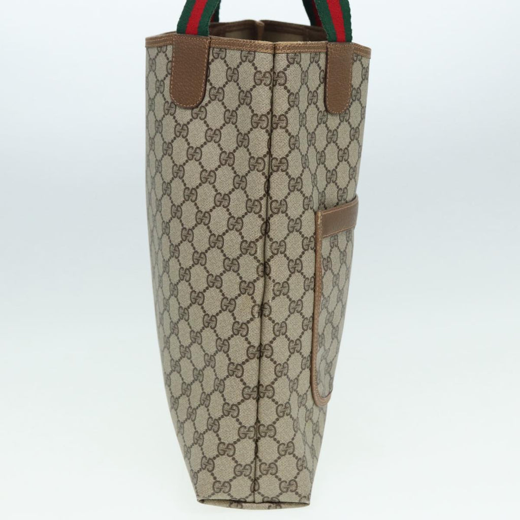 GUCCI GG Supreme Web Sherry Line Tote Bag PVC Beige Silver 39 02 003 85494