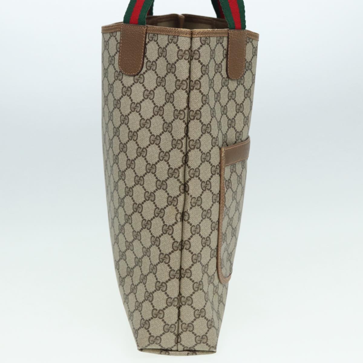 GUCCI GG Supreme Web Sherry Line Tote Bag PVC Beige Silver 39 02 003 85494