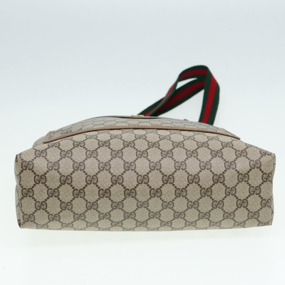 GUCCI GG Supreme Web Sherry Line Tote Bag PVC Beige Silver 39 02 003 85494