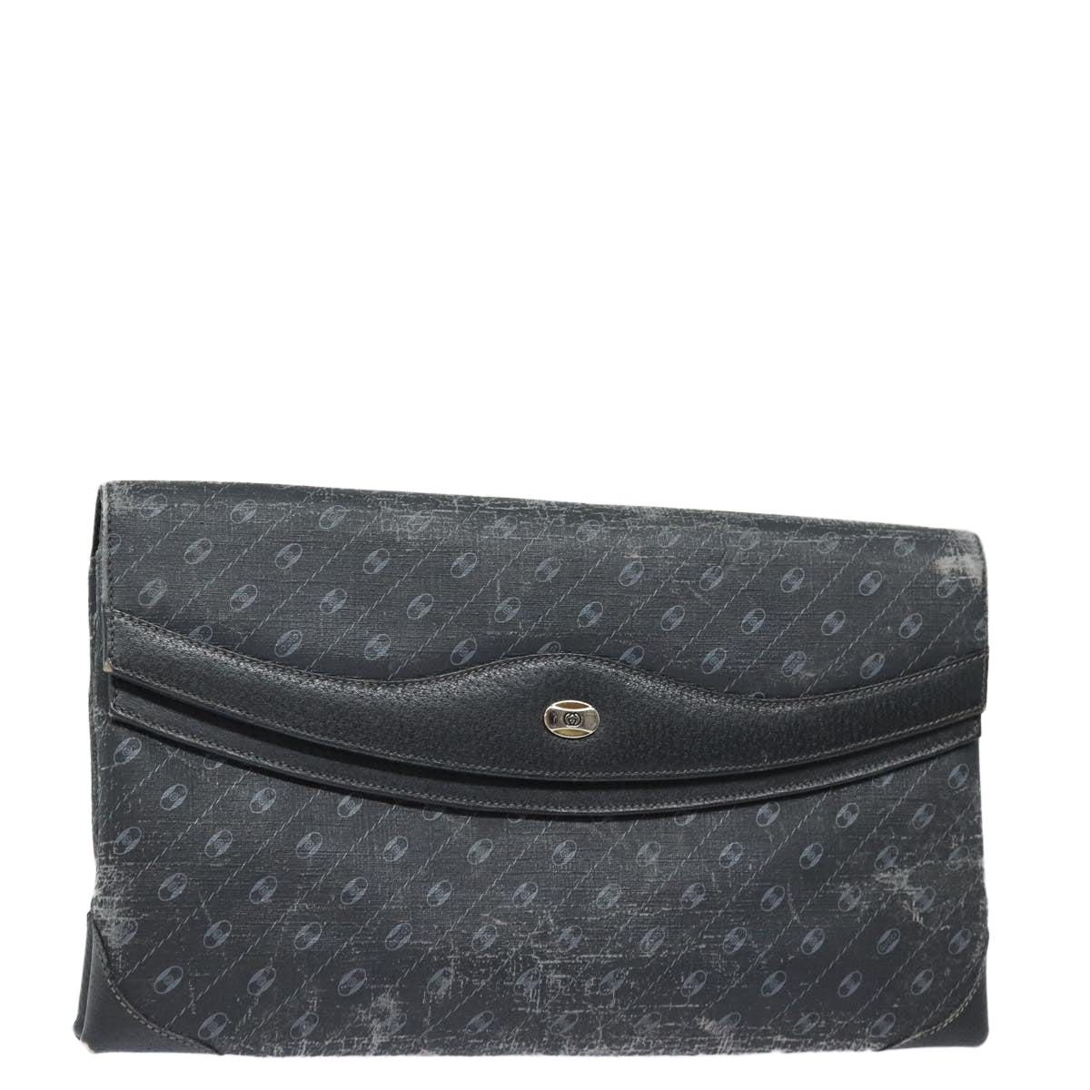 GUCCI Clutch Bag Leather Black Gold 85496