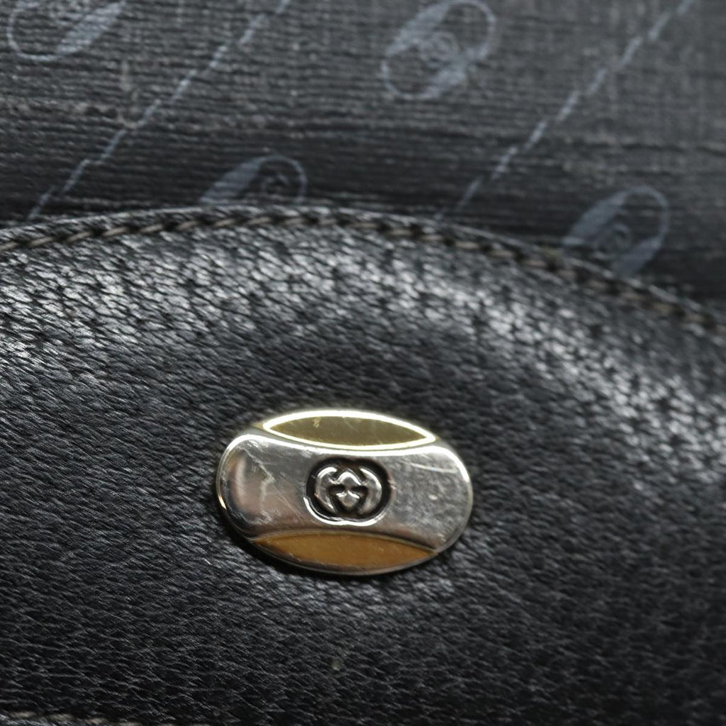 GUCCI Clutch Bag Leather Black Gold 85496
