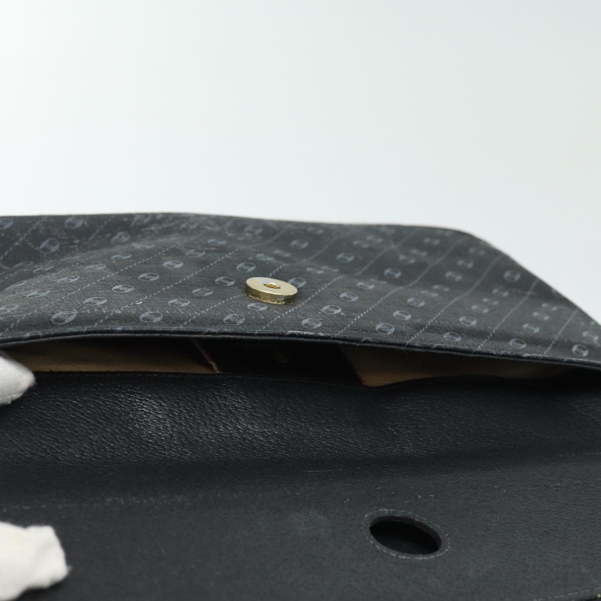 GUCCI Clutch Bag Leather Black Gold 85496