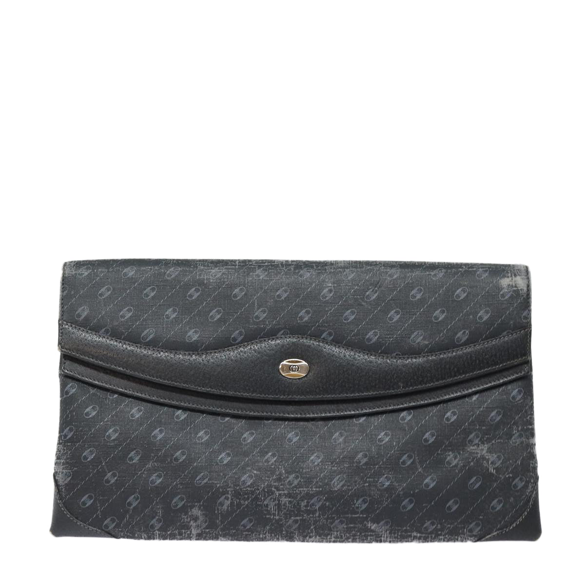 GUCCI Clutch Bag Leather Black Gold 85496
