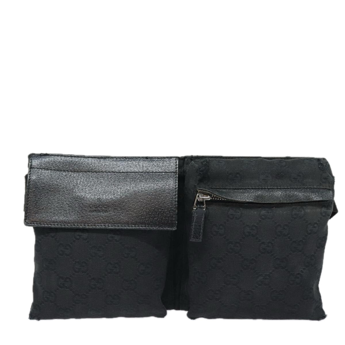 GUCCI GG Canvas Waist bag Black Silver 28566 85497
