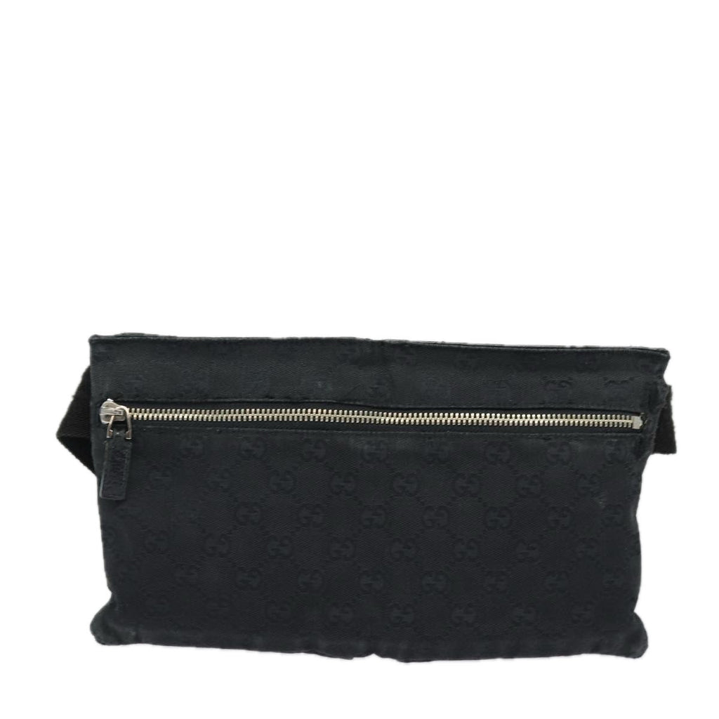 GUCCI GG Canvas Waist bag Black Silver 28566 85497