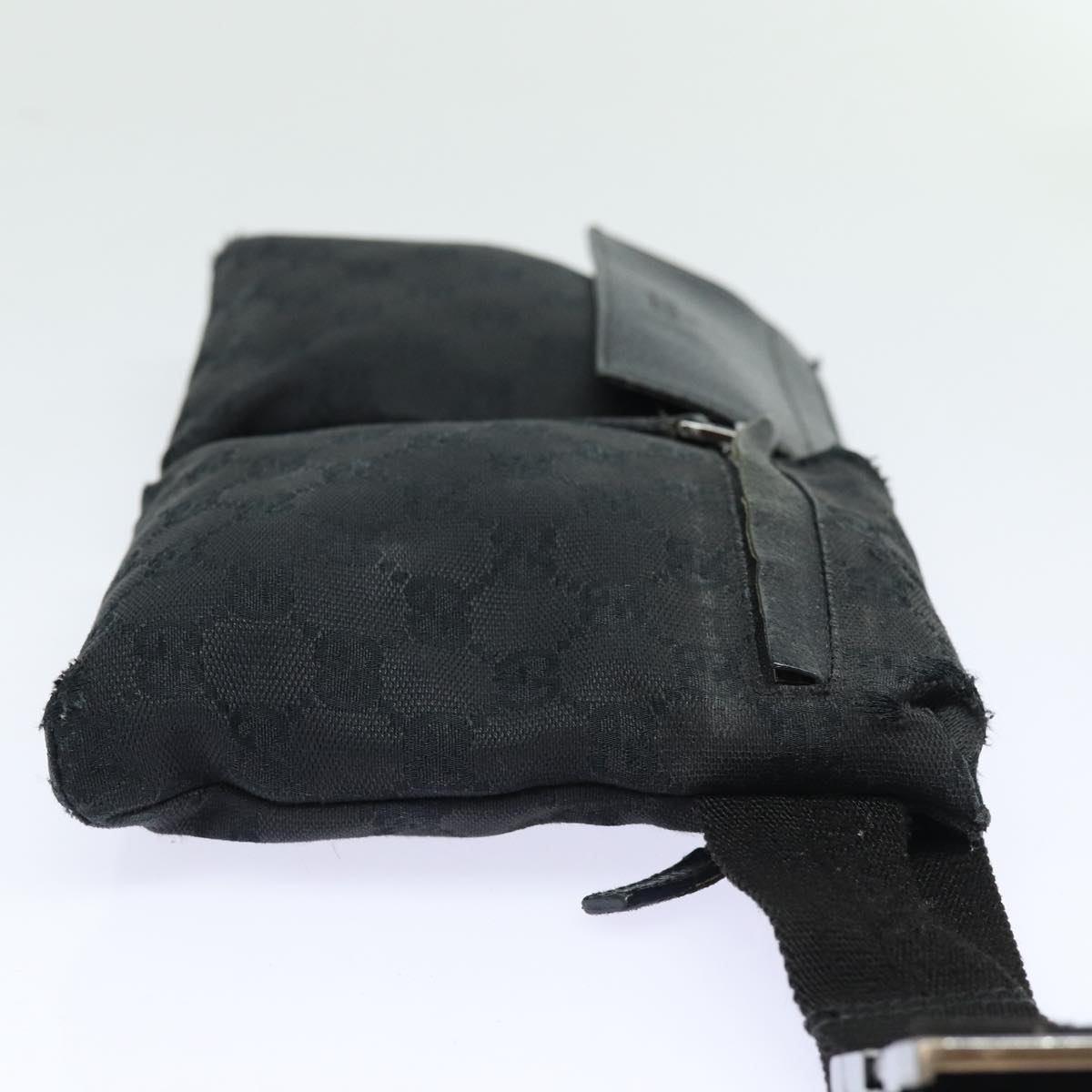 GUCCI GG Canvas Waist bag Black Silver 28566 85497