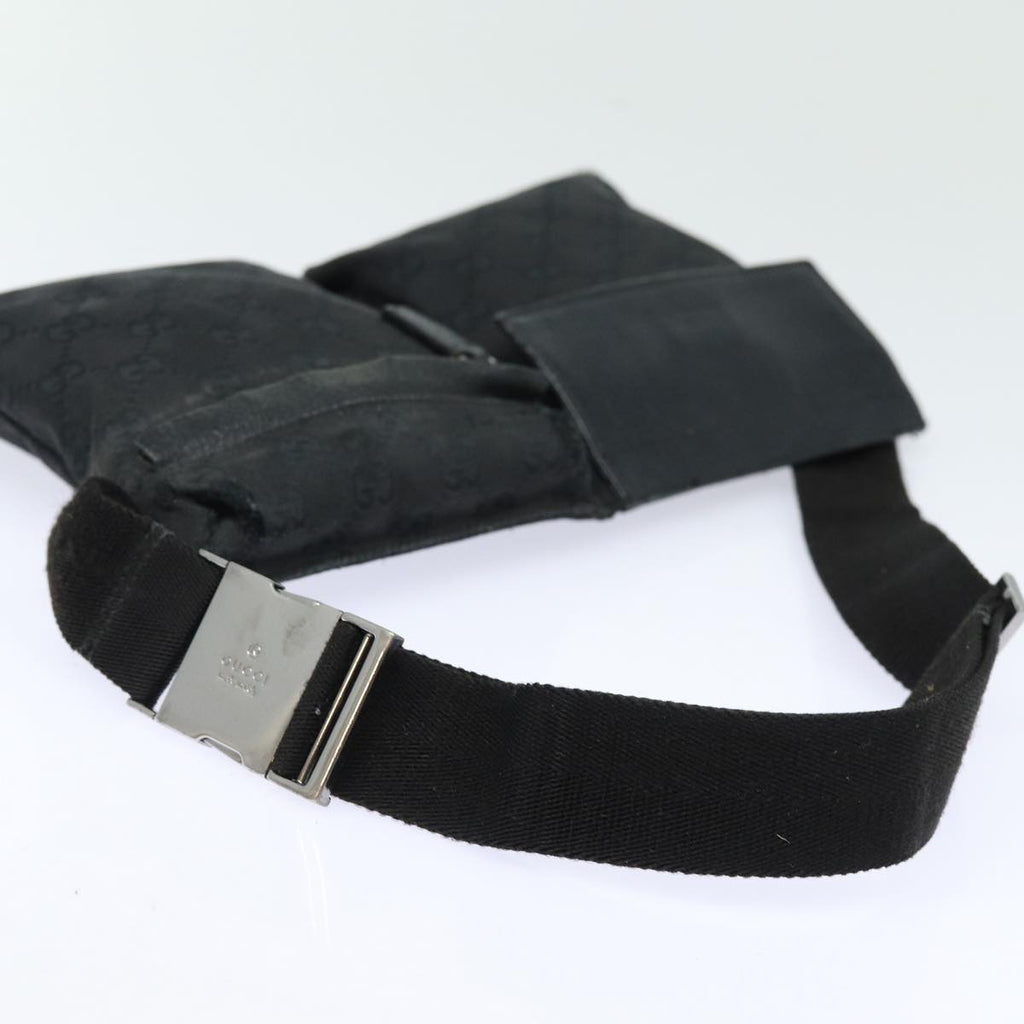 GUCCI GG Canvas Waist bag Black Silver 28566 85497
