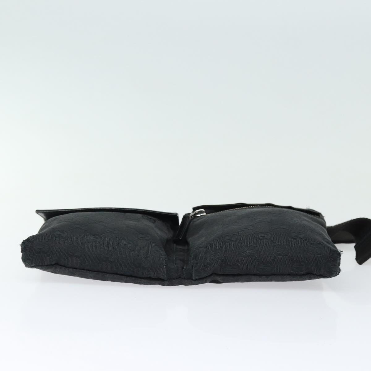 GUCCI GG Canvas Waist bag Black Silver 28566 85497