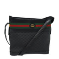GUCCI Micro GG Supreme Web Sherry Line Shoulder Bag PVC Black Gold 85498
