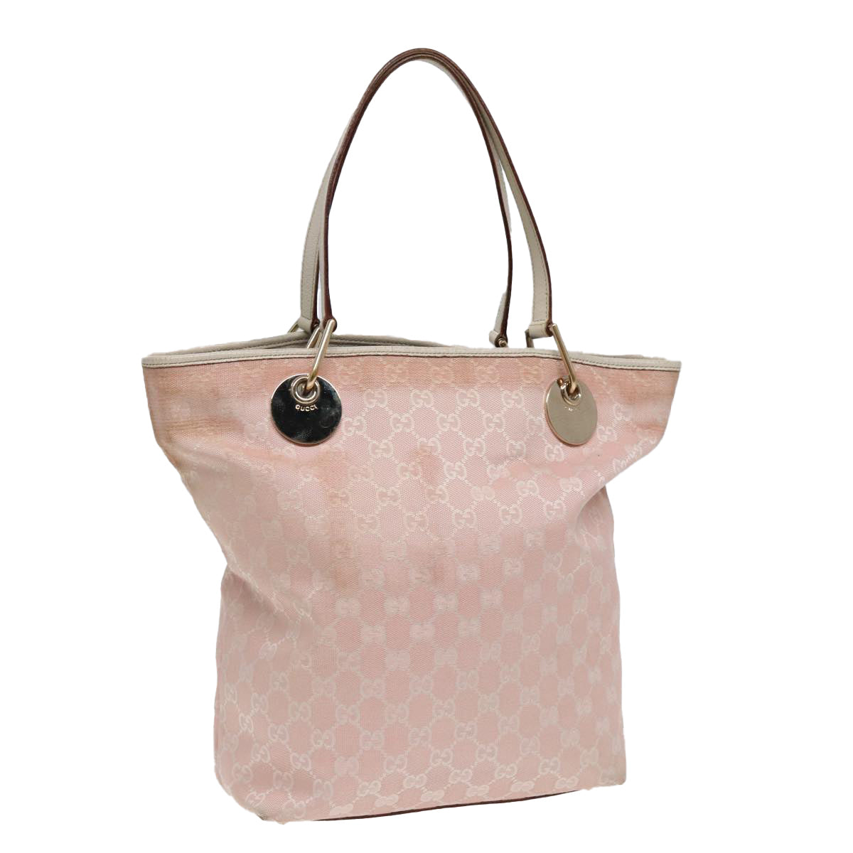 GUCCI GG Canvas Tote Bag Pink White gold 120836 85502