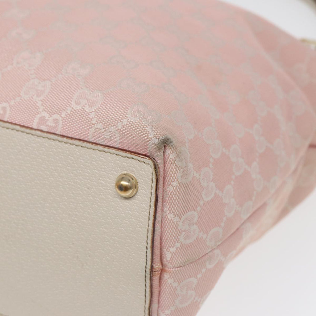 GUCCI GG Canvas Tote Bag Pink White gold 120836 85502