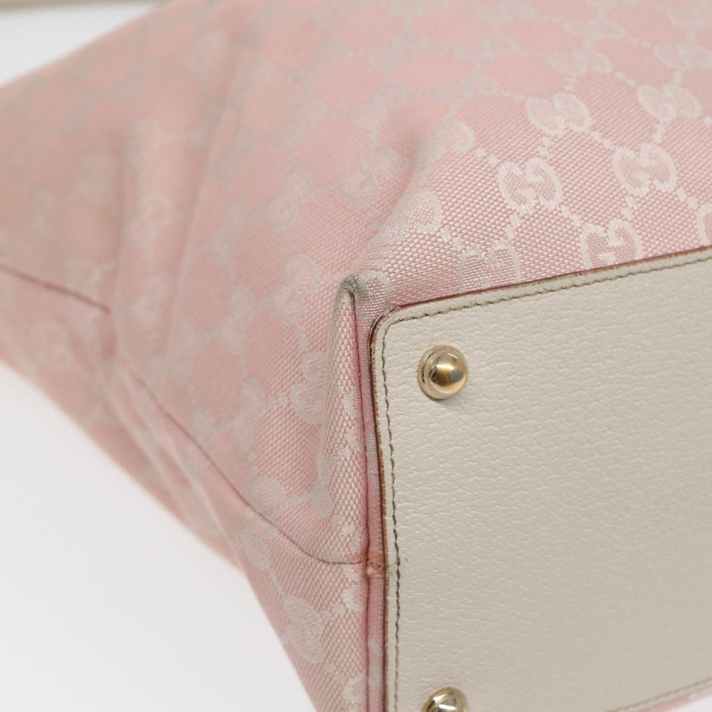 GUCCI GG Canvas Tote Bag Pink White gold 120836 85502