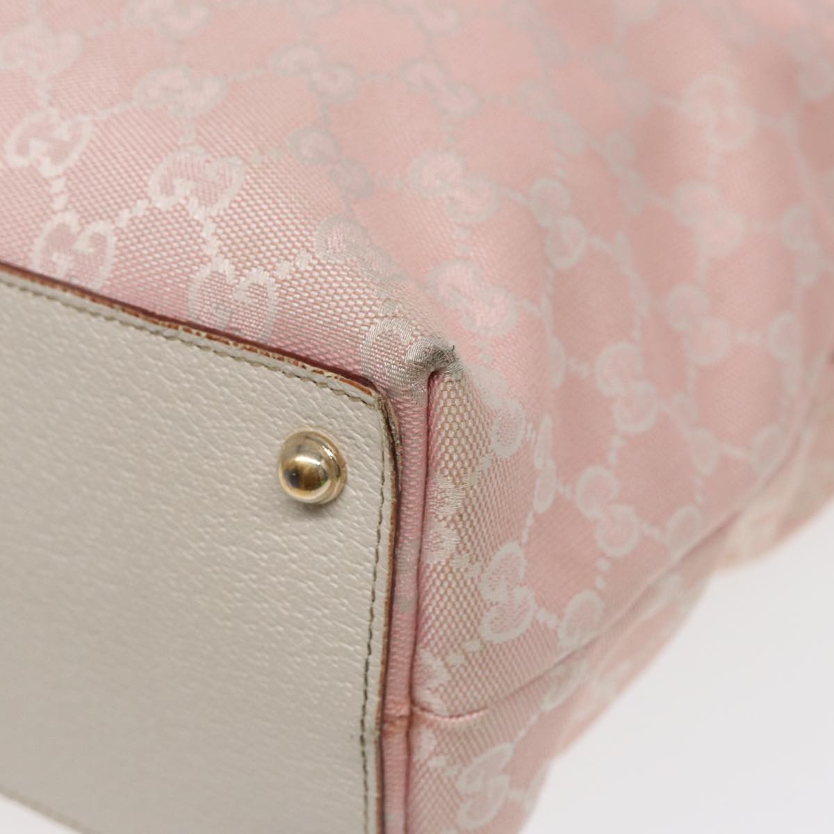 GUCCI GG Canvas Tote Bag Pink White gold 120836 85502