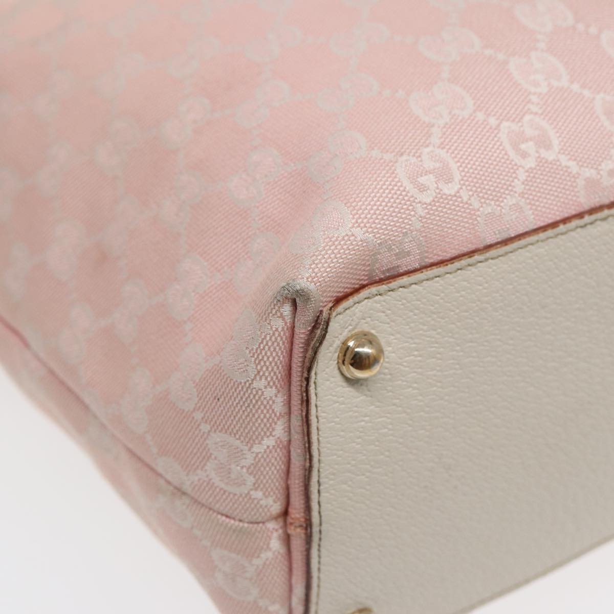 GUCCI GG Canvas Tote Bag Pink White gold 120836 85502