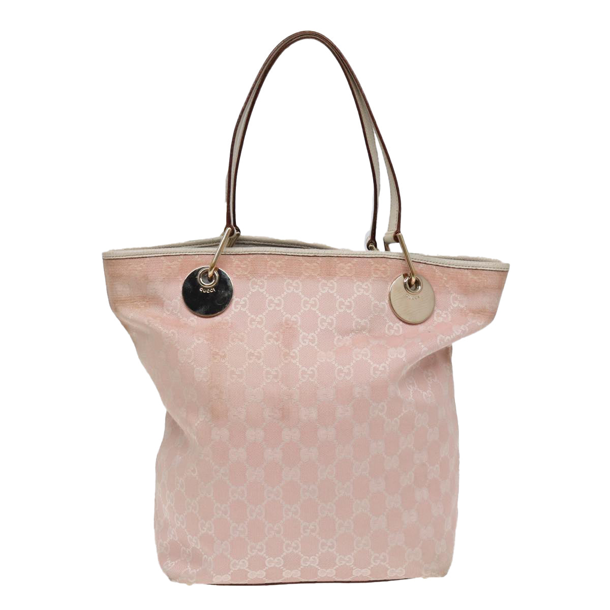 GUCCI GG Canvas Tote Bag Pink White gold 120836 85502