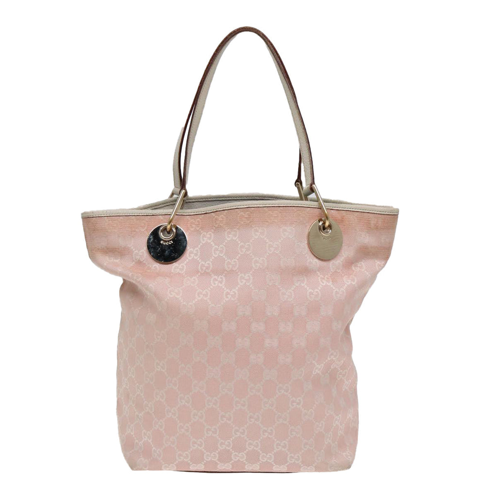 GUCCI GG Canvas Tote Bag Pink White gold 120836 85502