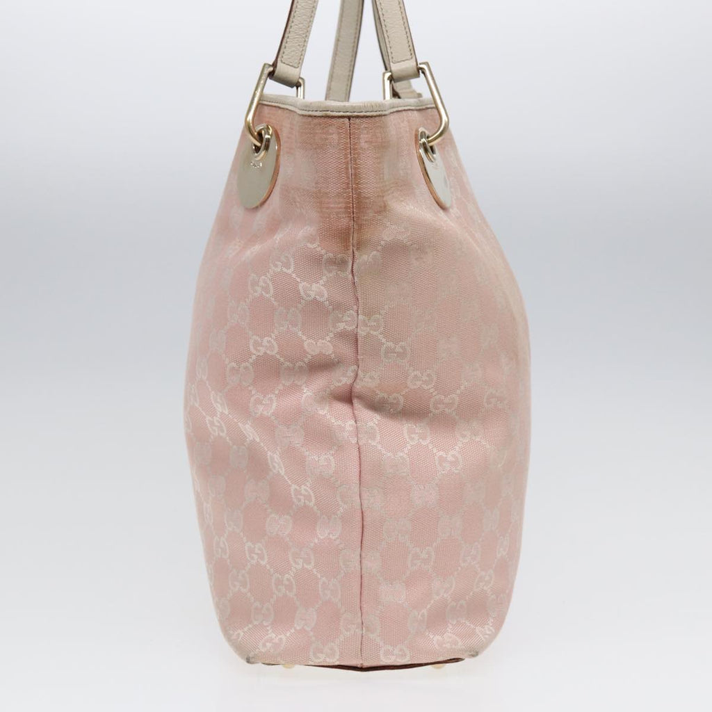 GUCCI GG Canvas Tote Bag Pink White gold 120836 85502