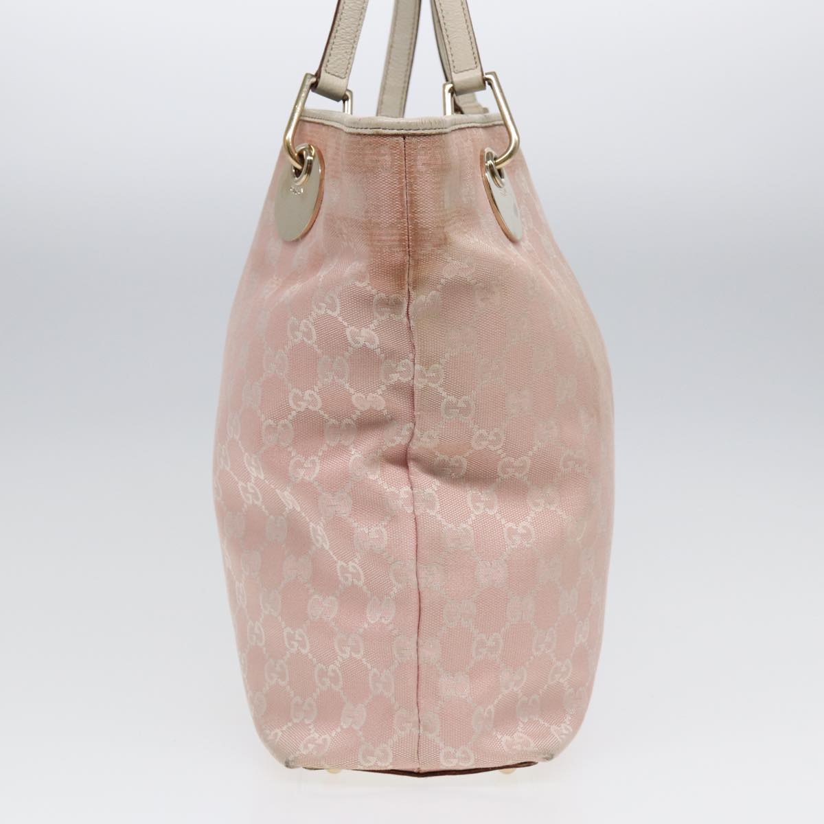 GUCCI GG Canvas Tote Bag Pink White gold 120836 85502