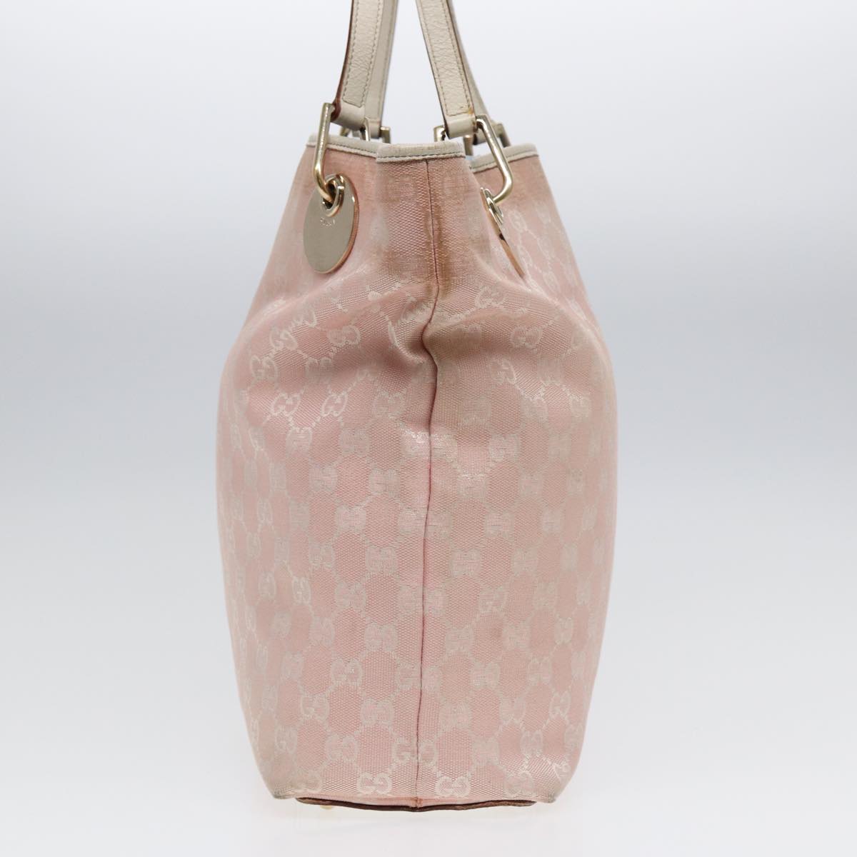 GUCCI GG Canvas Tote Bag Pink White gold 120836 85502