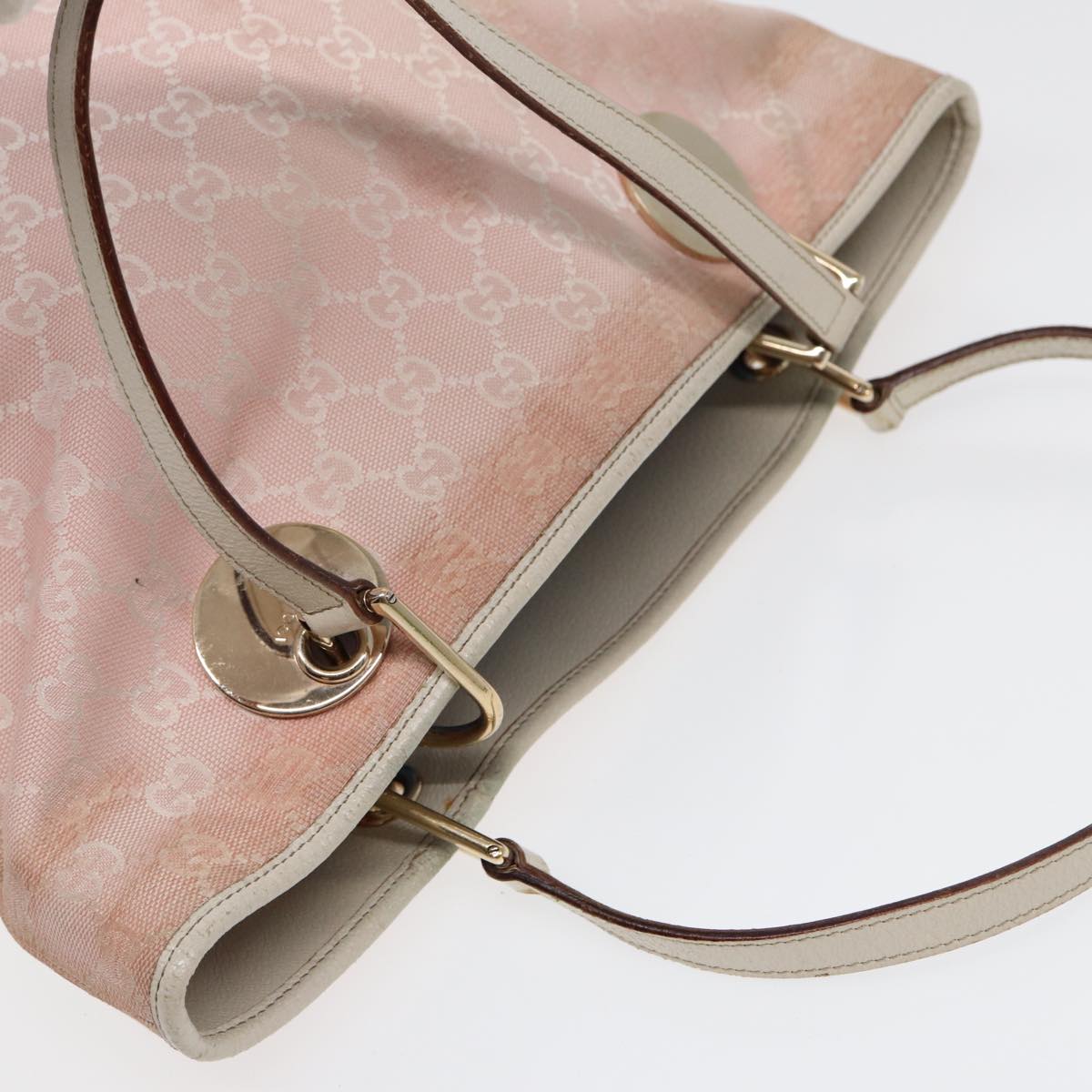 GUCCI GG Canvas Tote Bag Pink White gold 120836 85502